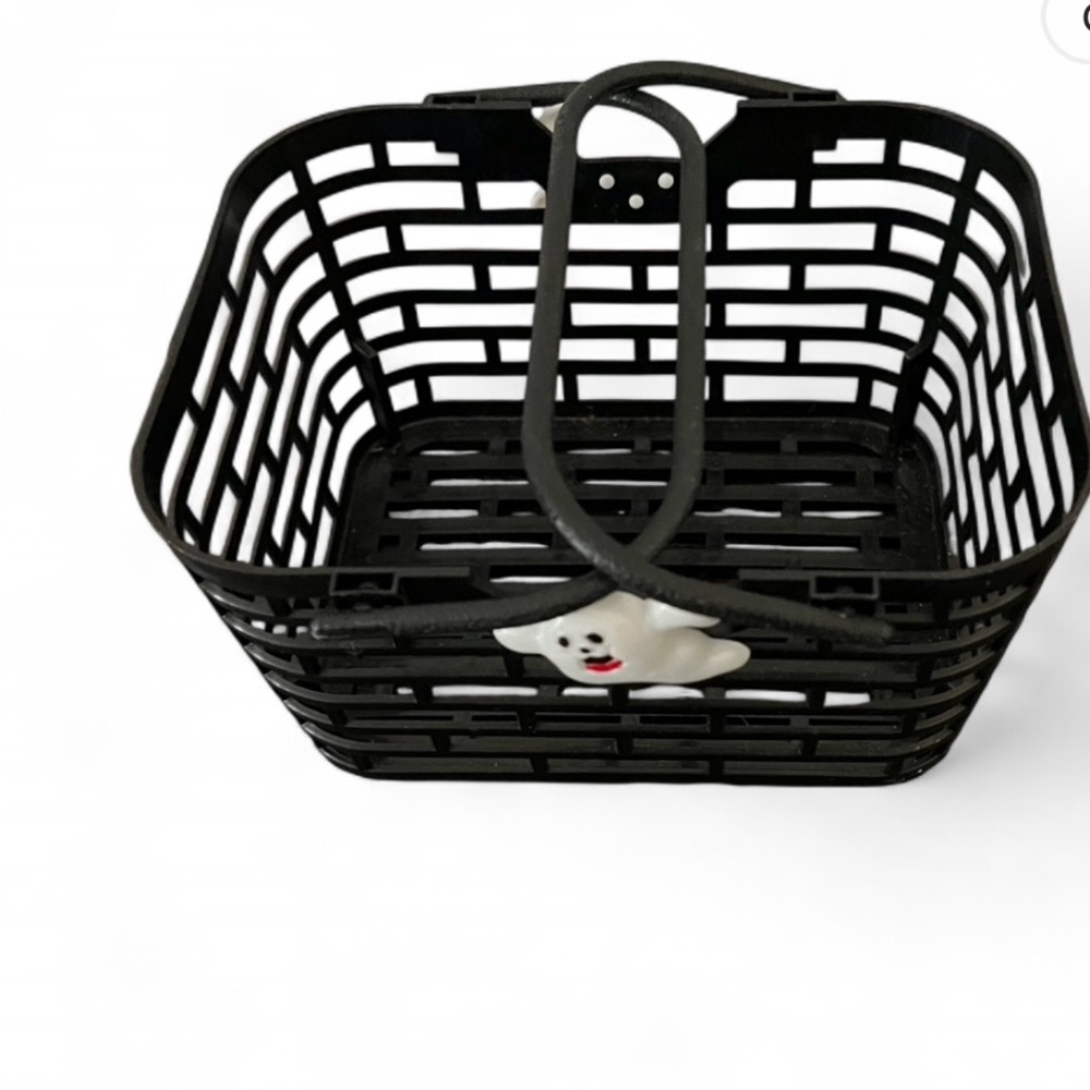 Black Basket with Ghost Decoration
